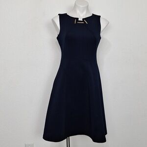 Ivana Trump Preppy Business Casual Navy Blue Sleeveless Career Dress Size 4